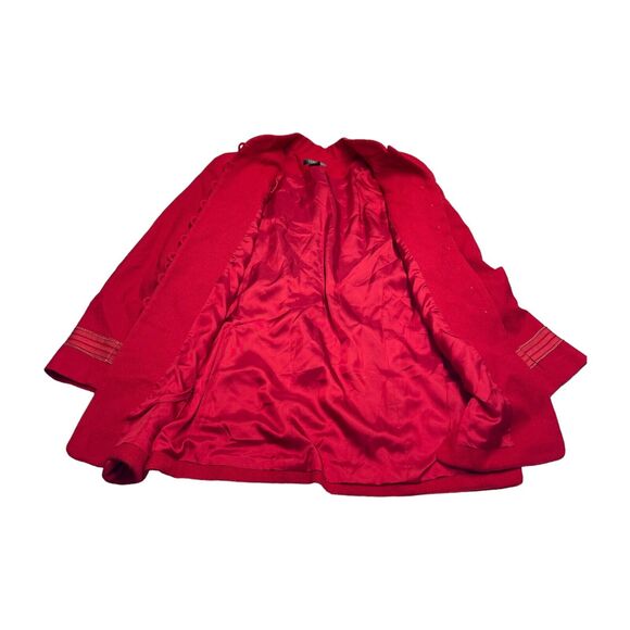 Rafaella Jacket Women's 12 Red 100% Wool Half-Button Open Front Long Sleeve - Picture 4 of 9